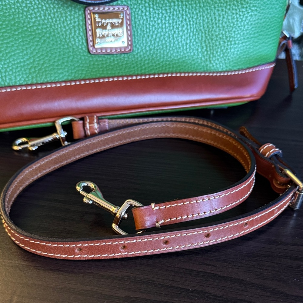 Dooney & Bourke Green and Tan Zip Zip Satchel - Picture 11 of 12
